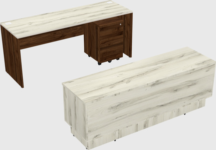 Parallel desk with low credenza