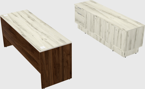 Parallel desk with low credenza