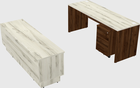 Parallel desk with low credenza