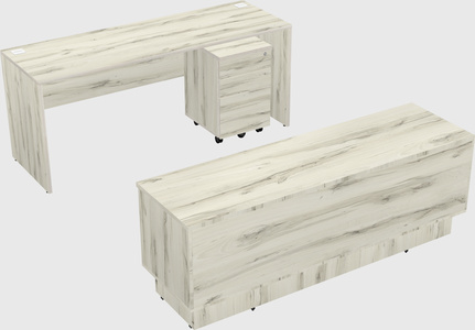 Parallel desk with low credenza