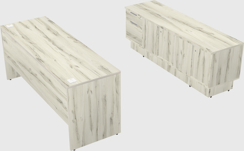 Parallel desk with low credenza