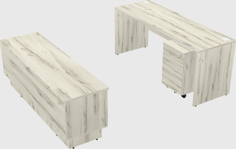 Parallel desk with low credenza