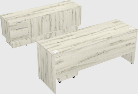 Parallel desk with low credenza