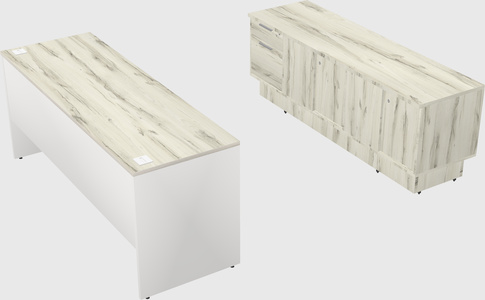 Parallel desk with low credenza