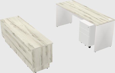 Parallel desk with low credenza