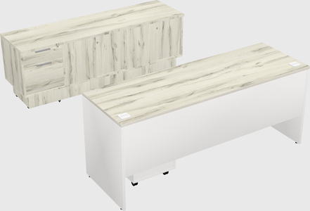 Parallel desk with low credenza