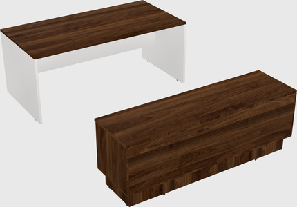 Parallel desk with low credenza