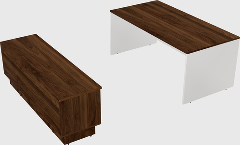 Parallel desk with low credenza