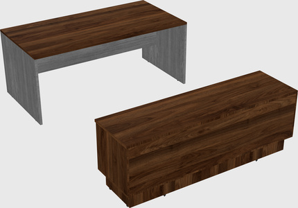 Parallel desk with low credenza