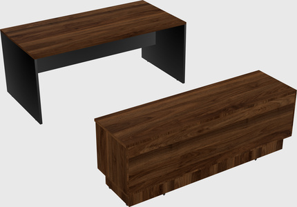 Parallel desk with low credenza