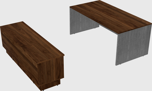 Parallel desk with low credenza