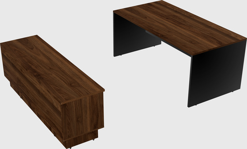 Parallel desk with low credenza