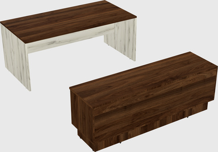 Parallel desk with low credenza