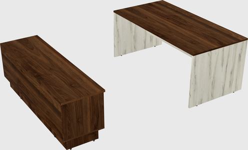 Parallel desk with low credenza