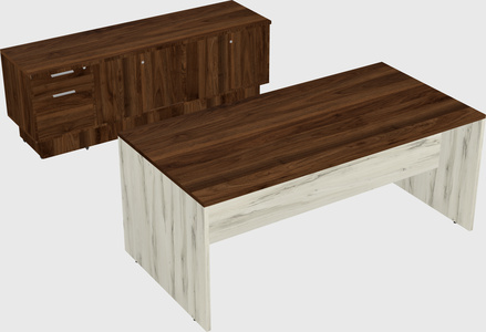 Parallel desk with low credenza