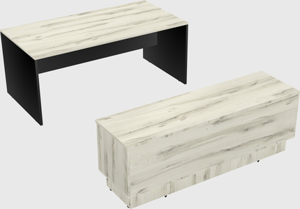 Parallel desk with low credenza
