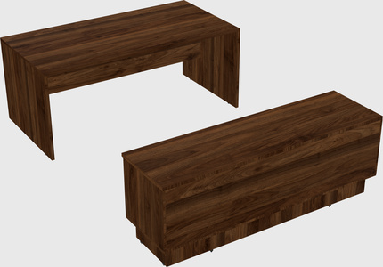 Parallel desk with low credenza
