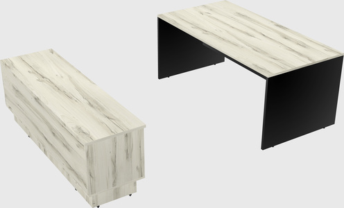Parallel desk with low credenza