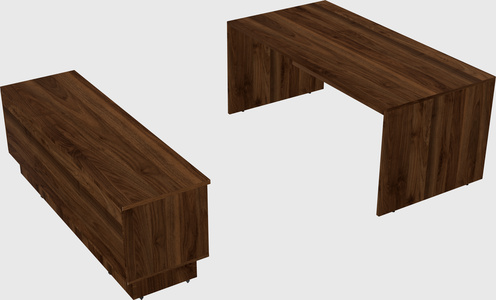 Parallel desk with low credenza