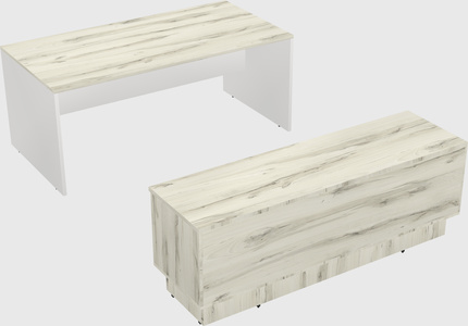 Parallel desk with low credenza