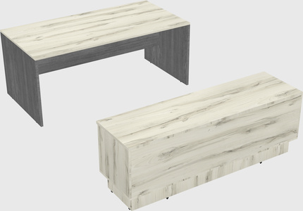 Parallel desk with low credenza