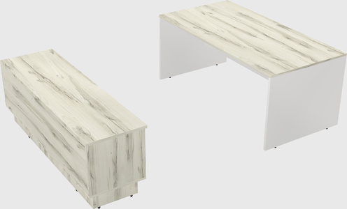 Parallel desk with low credenza