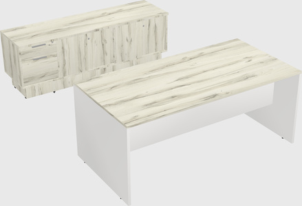 Parallel desk with low credenza