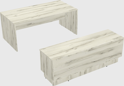 Parallel desk with low credenza