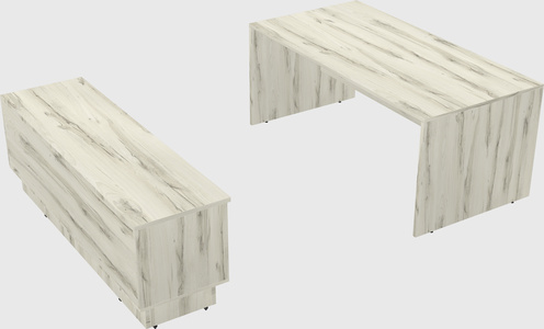 Parallel desk with low credenza