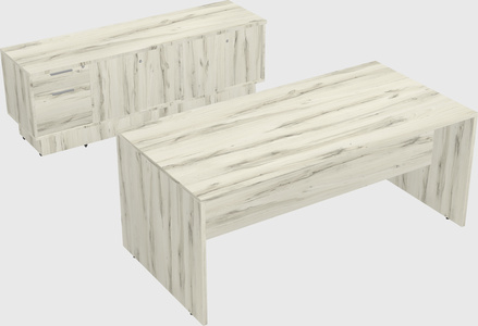 Parallel desk with low credenza