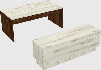 Parallel desk with low credenza
