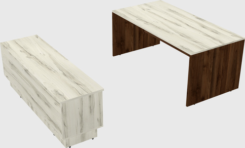 Parallel desk with low credenza