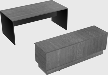 Parallel desk with low credenza