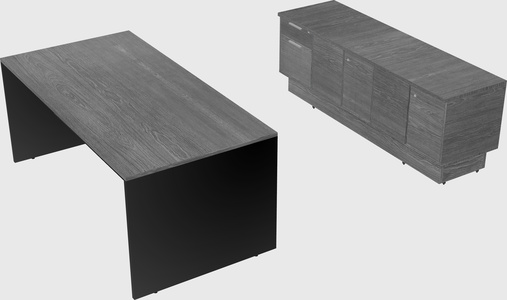 Parallel desk with low credenza