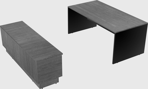 Parallel desk with low credenza