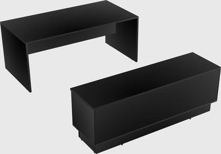 Parallel desk with low credenza
