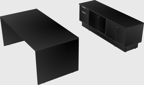 Parallel desk with low credenza