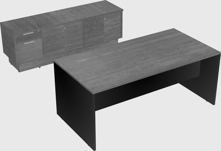 Parallel desk with low credenza