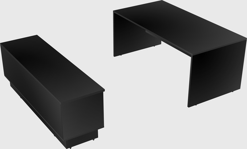 Parallel desk with low credenza