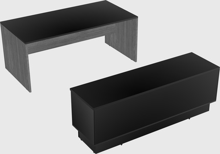 Parallel desk with low credenza