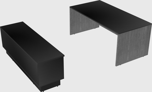 Parallel desk with low credenza