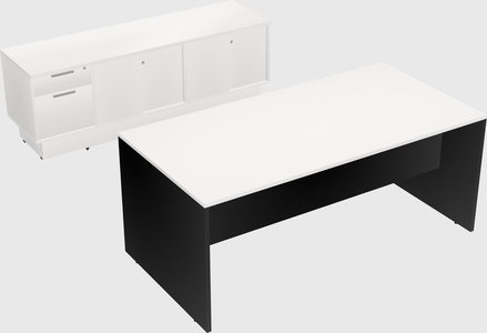 Parallel desk with low credenza