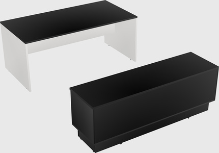 Parallel desk with low credenza