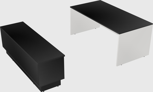 Parallel desk with low credenza