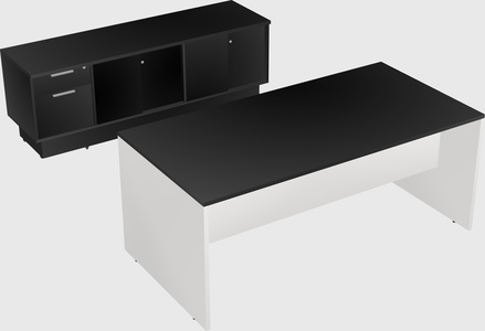 Parallel desk with low credenza
