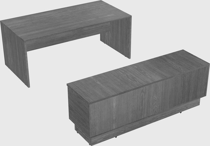 Parallel desk with low credenza