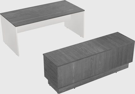 Parallel desk with low credenza