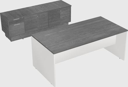 Parallel desk with low credenza