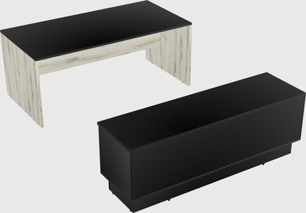 Parallel desk with low credenza