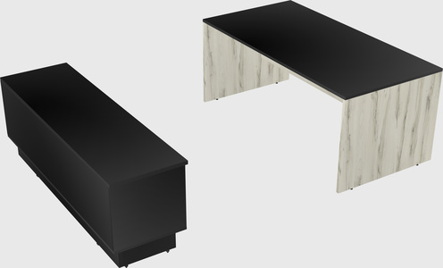 Parallel desk with low credenza